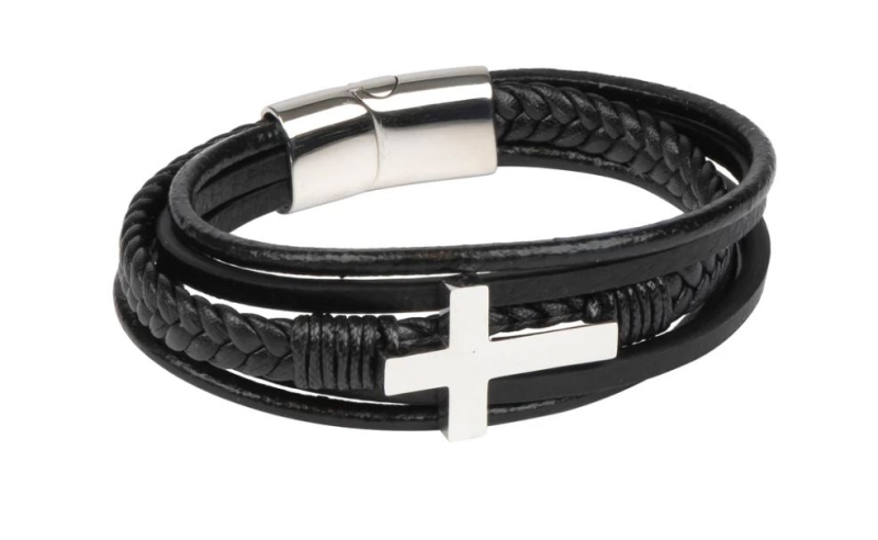 Stanford Silver Cross Men's Bracelet