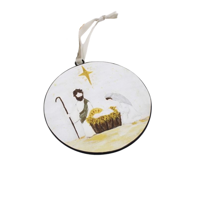 Holy Family Metal Disc Ornament