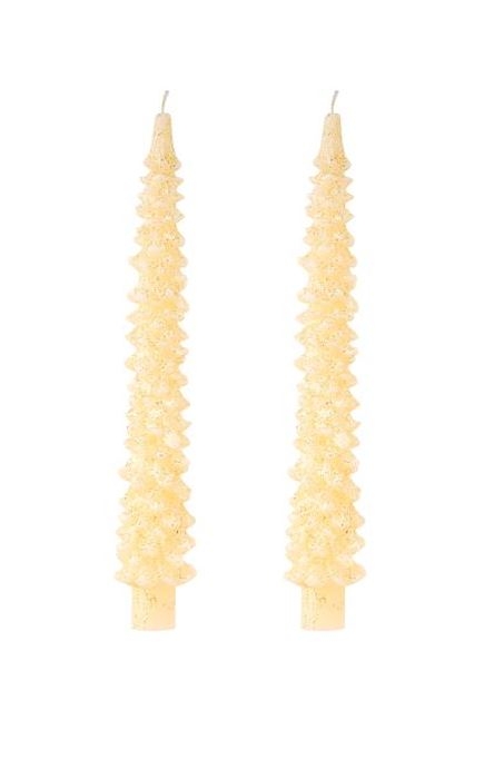Taper Candle, Set of 2 - Gold Trees