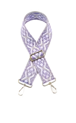 Tribal Guitar Strap- Purple/White