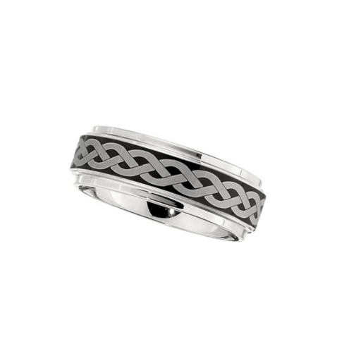 8.0mm Dura Cobalt Band with Black Laser Braid Pattern