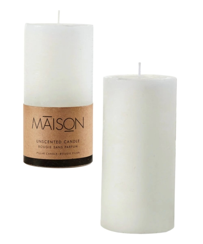 White 3x6 Rustic Pillar Candle