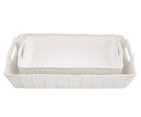 Textured White Baker Dish, 2 Asst