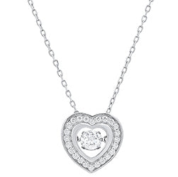 Sterling Silver Dancing CZ Heart Necklace