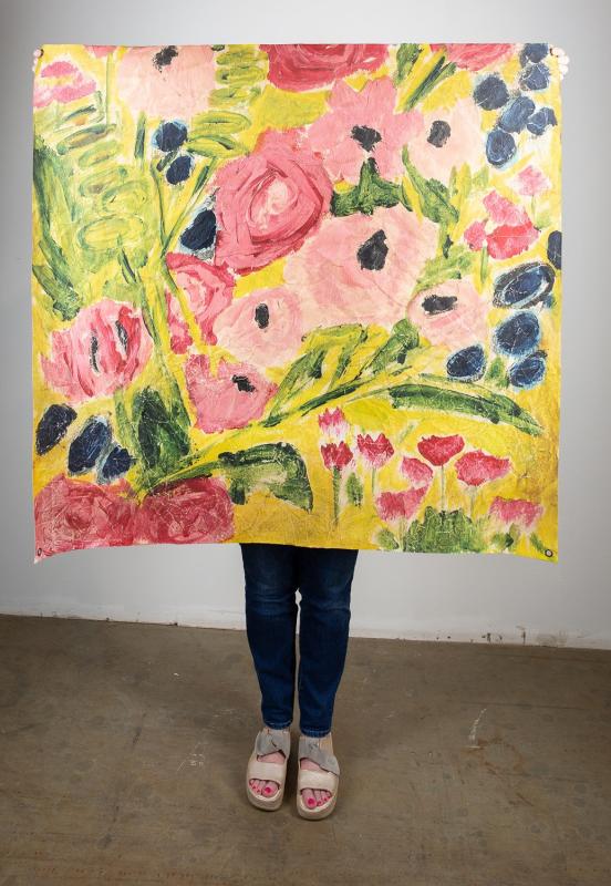 Yellow Floral Abstract 46x46