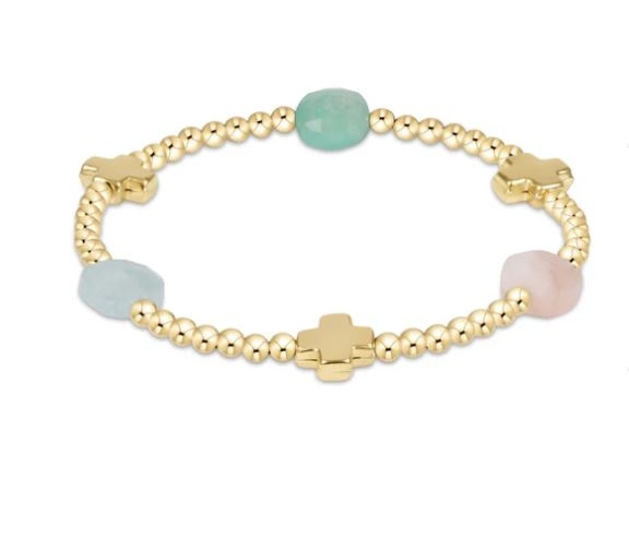 Signature Cross Admire Gold Pattern 3mm Bead Bracelet - Hot Mess SS25