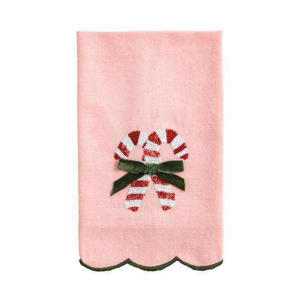 Candy Cane Christmas Sequin Towel