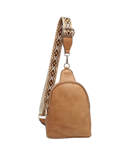Ellen Vegan Guitar Strap Sling Bag - Caramel