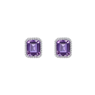 February Birthstone Solitaire Stud Earrings
