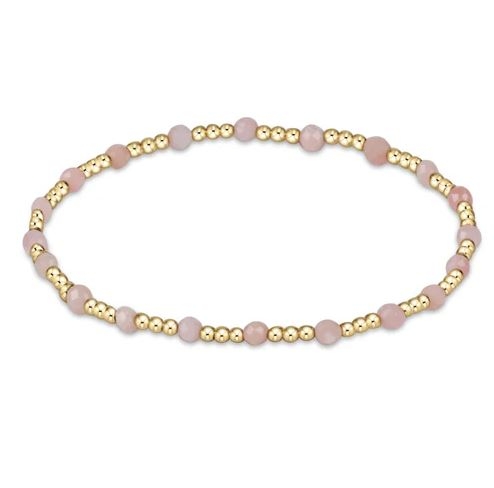 Gemstone Gold Sincerity Pattern 3mm Bead Bracelet - Pink Opal