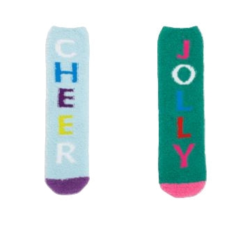 Holiday Word Socks, 2 asst.
