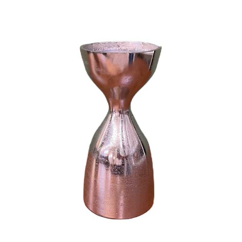 Antique Silver Aluminum Pillar Candle Holder, 2 Asst.