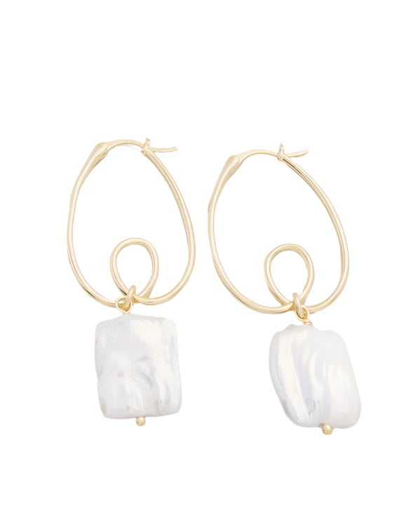 Loopy Hoop Earrings Pearl