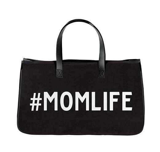 #MOMLIFE Black Canvas Tote