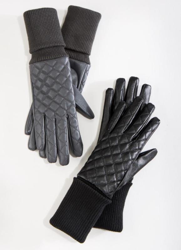 Quilted Faux Leather Gloves