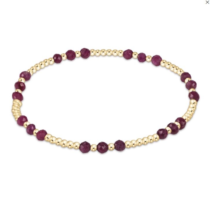 Gold Joy 2mm Ruby Bead Bracelet