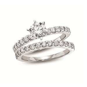 14kt 7/8ct tw-1/2ct Round Diamond Center Engagement Ring