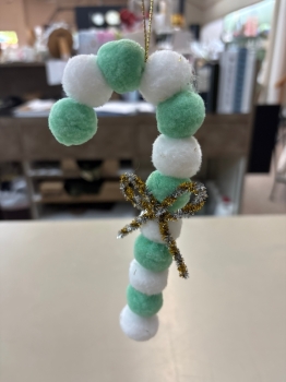 Pom-pom Candy Cane Ornaments