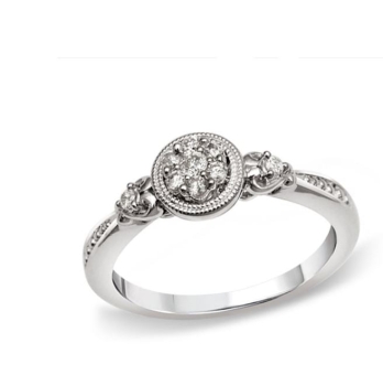 10KT .16ct Diamond Cluster Center Ring