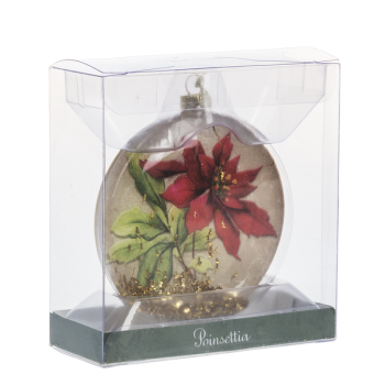Boxed Poinsettia Disk Ornament