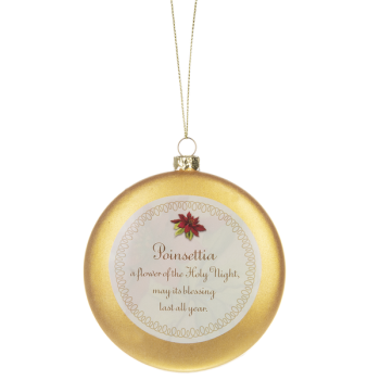 Boxed Poinsettia Disk Ornament