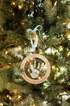 Blue Acrylic Handprint Ornament