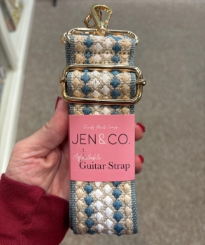 Dotted Guitar Strap- Blue/Beige