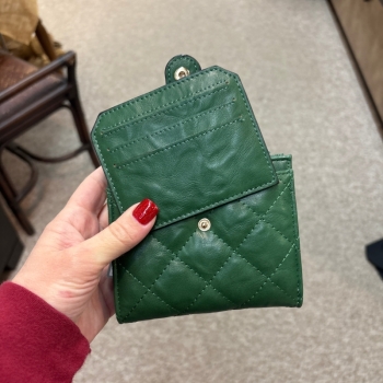 Melody Vegan Quilted Wallet- Green