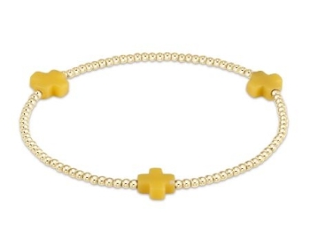 Signature Cross Gold Pattern 2mm Bead Bracelet - Canary Yellow