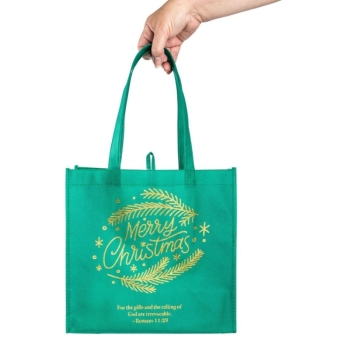 Eco Tote: Christmas-Green/Gold Foil-Merry Christmas