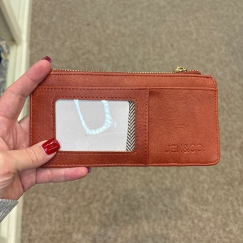 Saige Vegan Leather Slim Card Wallet- Rust