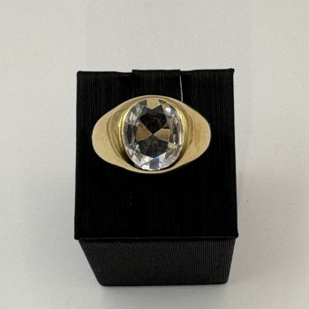 Men’s 10K Gold Ring with Bezel-Set Faceted Stone