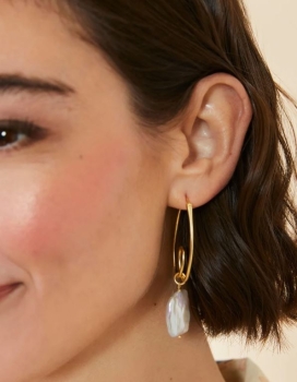 Loopy Hoop Earrings Pearl