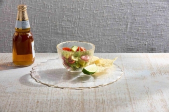 Gold Edge Pedestal/Chip & Dip Server