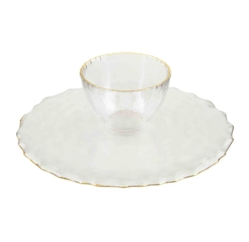 Gold Edge Pedestal/Chip & Dip Server