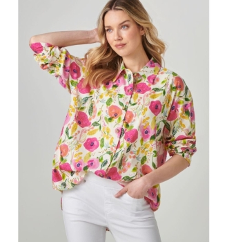 Relaxed Linen Blend Printed Shirt, Peony's
