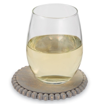 Gray Beaded Wooden Coaster Set, 4pc