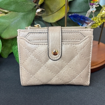Melody Vegan Quilted Wallet- Khaki