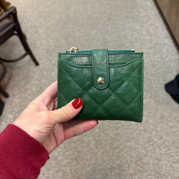 Melody Vegan Quilted Wallet- Green