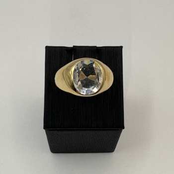 Men’s 10K Gold Ring with Bezel-Set Faceted Stone