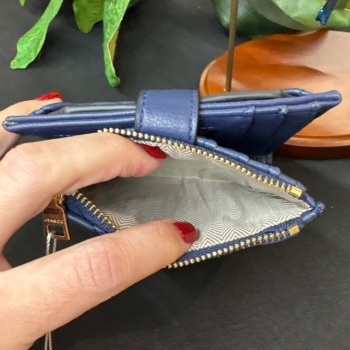 Melody Vegan Quilted Wallet- Navy