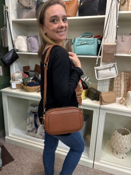 Sky Dual Zip Crossbody- Brown