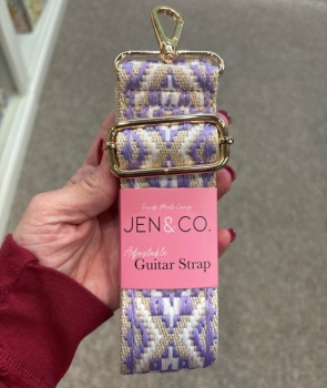 Tribal Guitar Strap- Purple/White