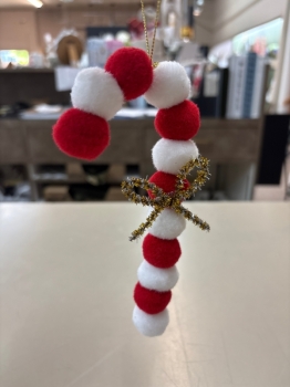 Pom-pom Candy Cane Ornaments