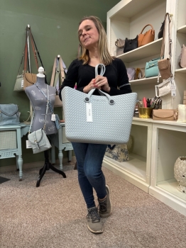 Carrie All Textured Tote- Grey