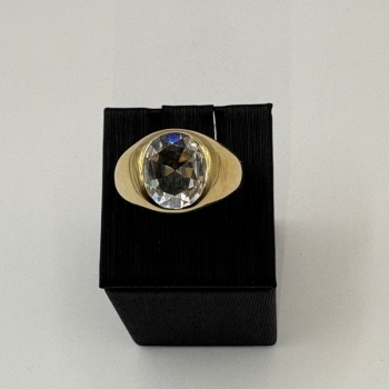 Men’s 10K Gold Ring with Bezel-Set Faceted Stone