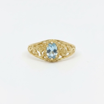 Floral Blue Topaz Ring