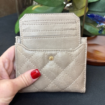 Melody Vegan Quilted Wallet- Khaki