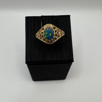 Floral Blue Opal Ring