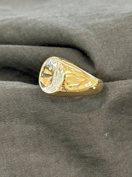 Men’s 10K Gold Ring with Bezel-Set Faceted Stone